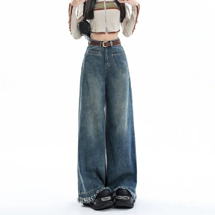 Draped Loose Waist Floor Skirt Jean