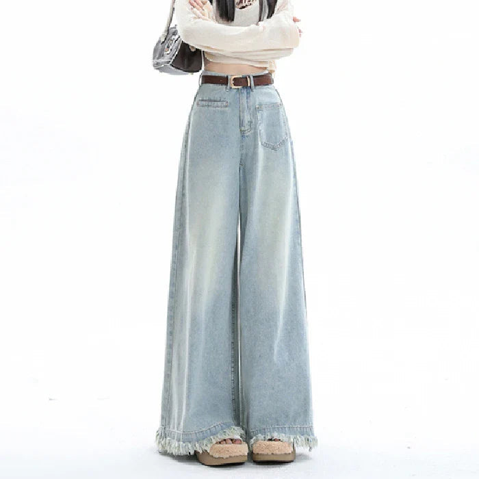 Draped Loose Waist Floor Skirt Jean
