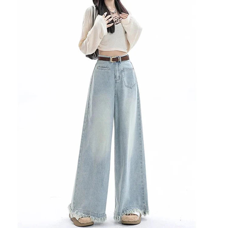 Draped Loose Waist Floor Skirt Jean