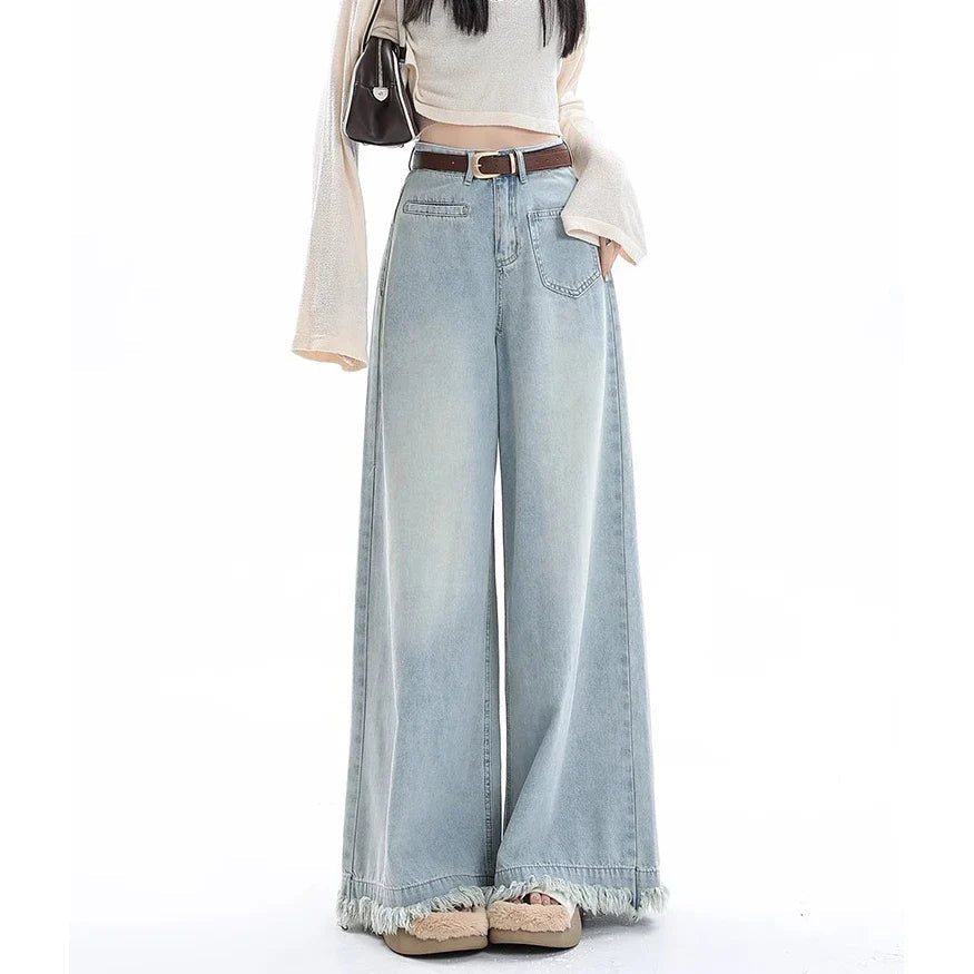 Draped Loose Waist Floor Skirt Jean