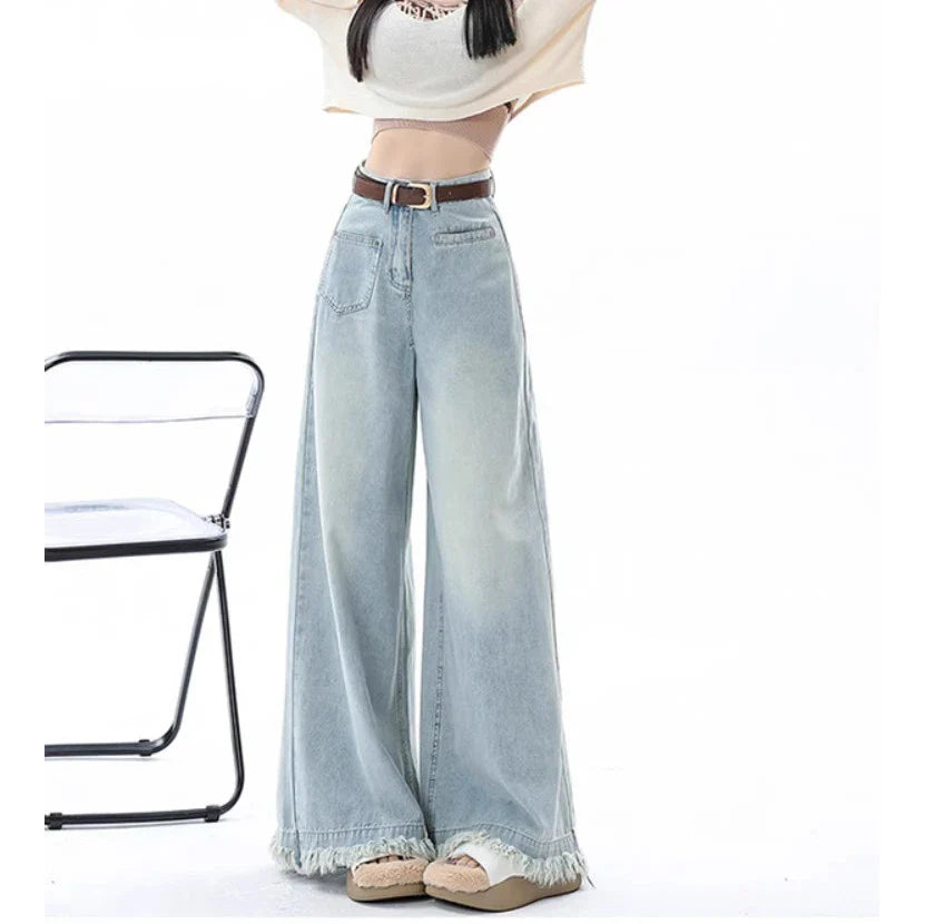 Draped Loose Waist Floor Skirt Jean