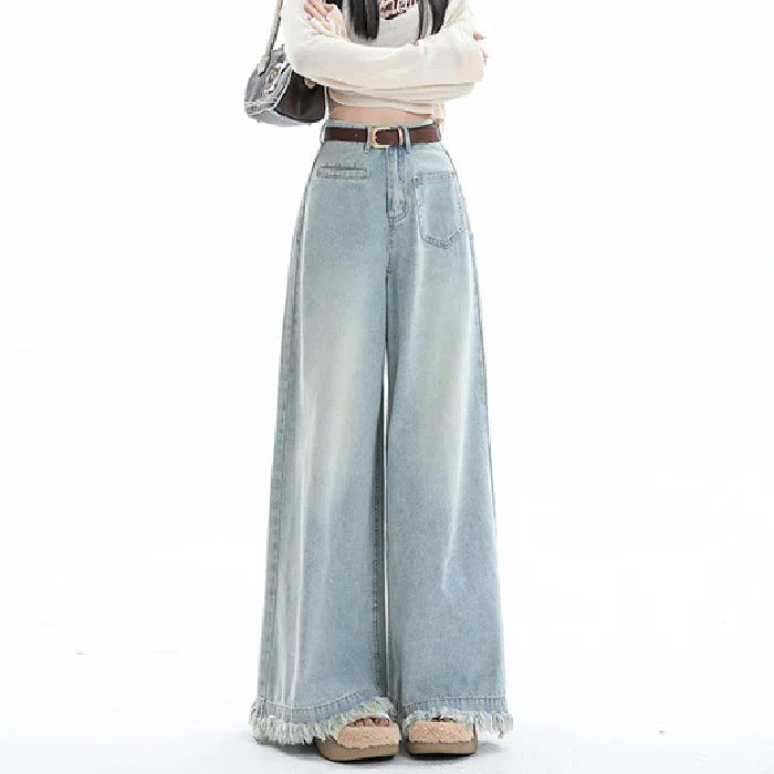 Draped Loose Waist Floor Skirt Jean