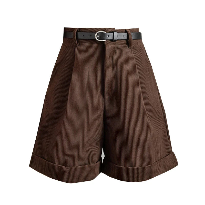Retro Corduroy High Waist Casual Daily Short