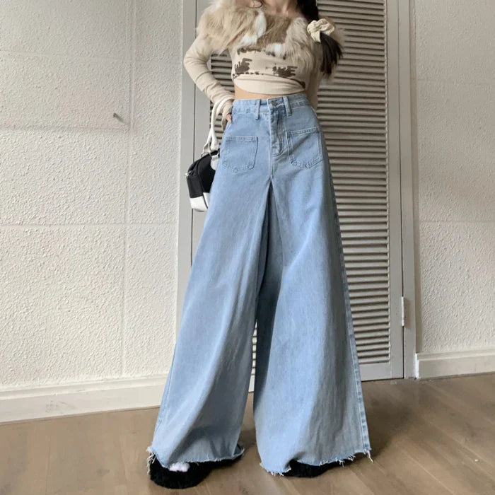 Burlap Design Loose Thin Skirt Jean