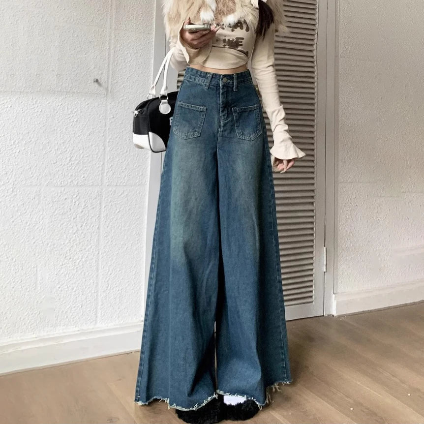 Burlap Design Loose Thin Skirt Jean
