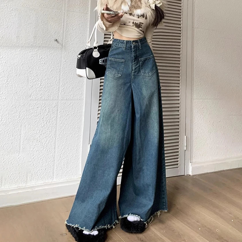 Burlap Design Loose Thin Skirt Jean