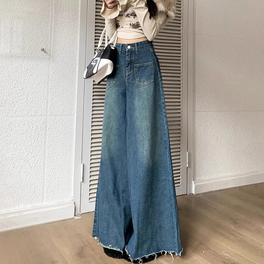 Burlap Design Loose Thin Skirt Jean
