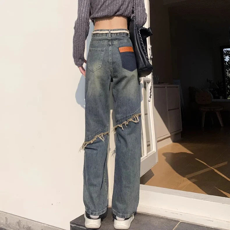 Spanish Style High Waist Loose Fit Jean