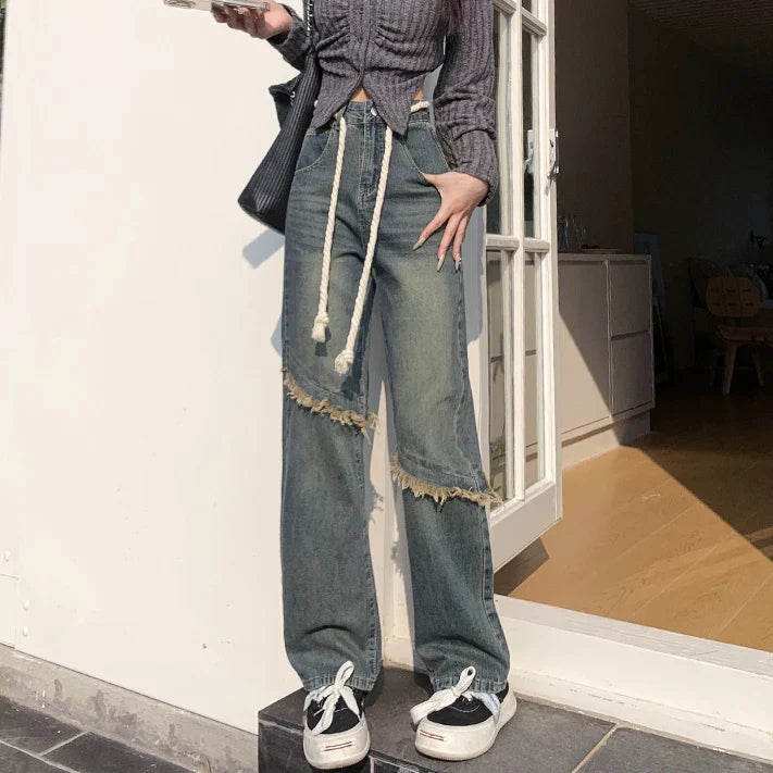 Spanish Style High Waist Loose Fit Jean