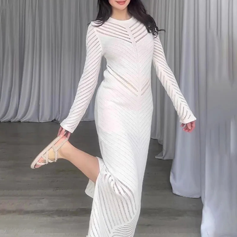 Sleeveless Patchwork Knit Maxi Dress