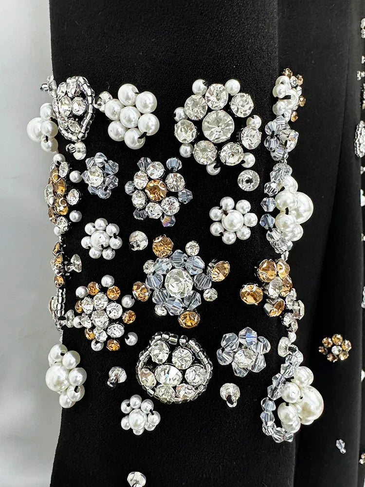 Long Sleeve Beaded Luxurious Maxi Dress