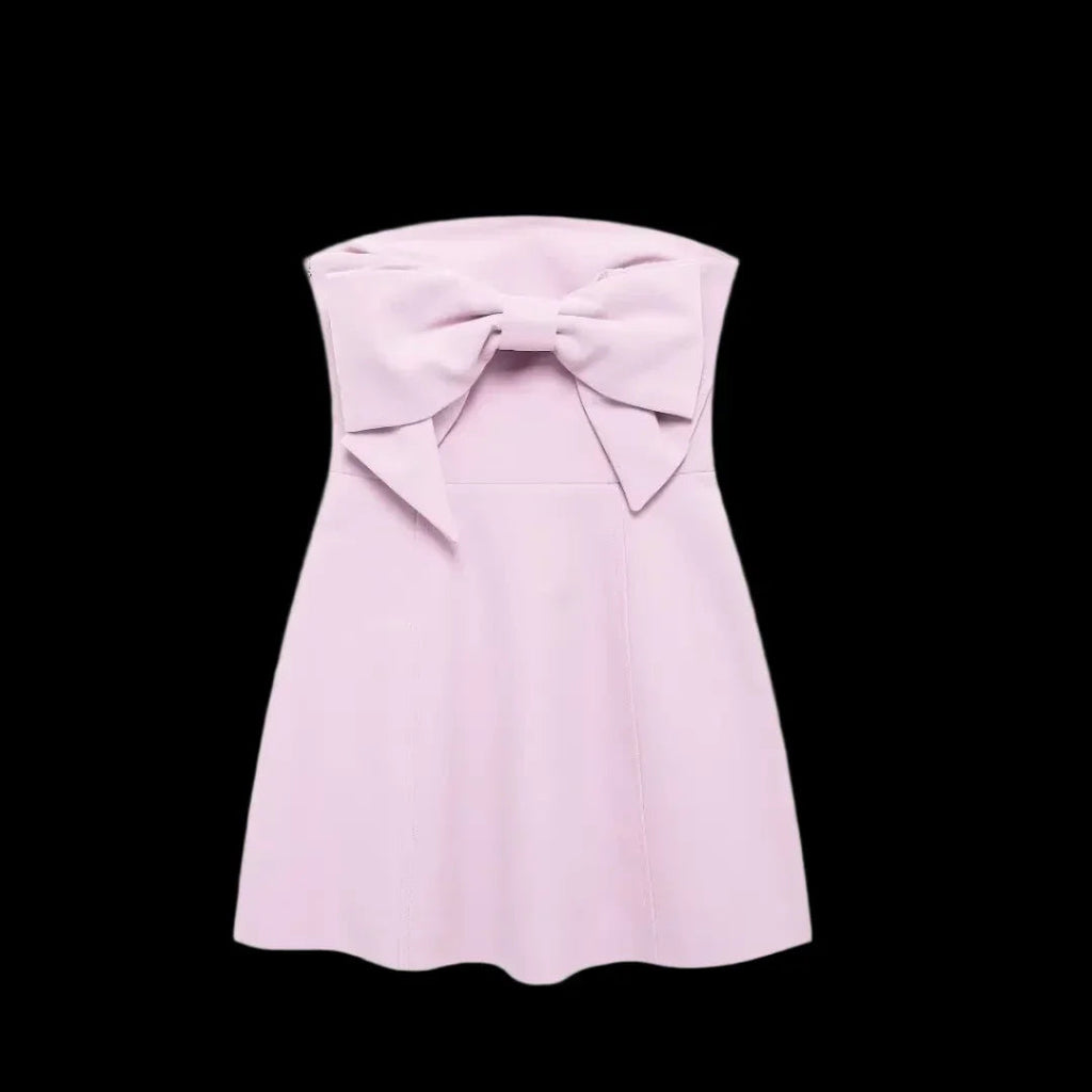 Pink 3D Bow Backless Mini Party Dress