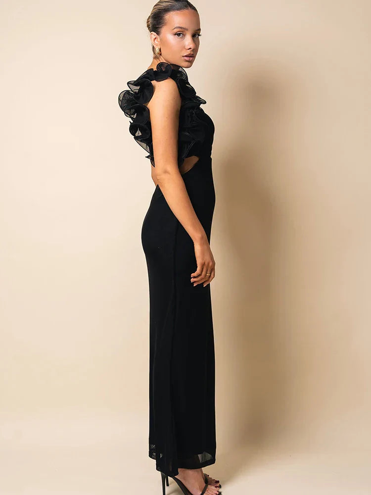 One Shoulder Ruffled Women Summer Maxi Dress