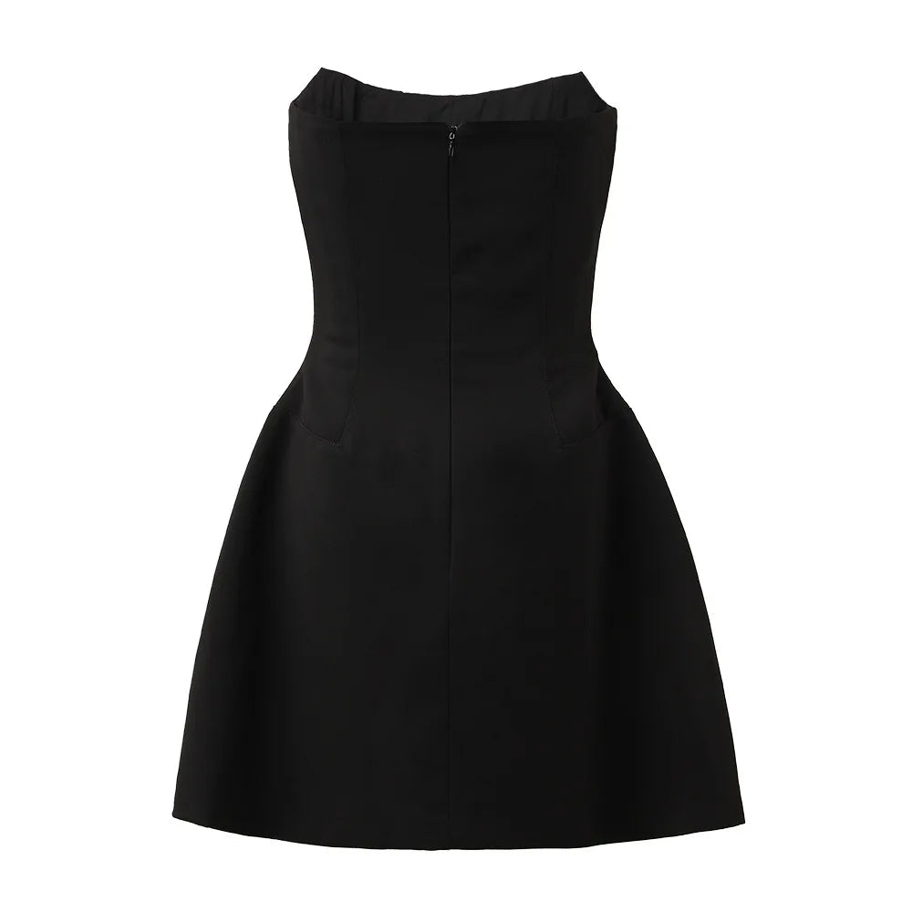 Black Crystal Pearl Midi Dress