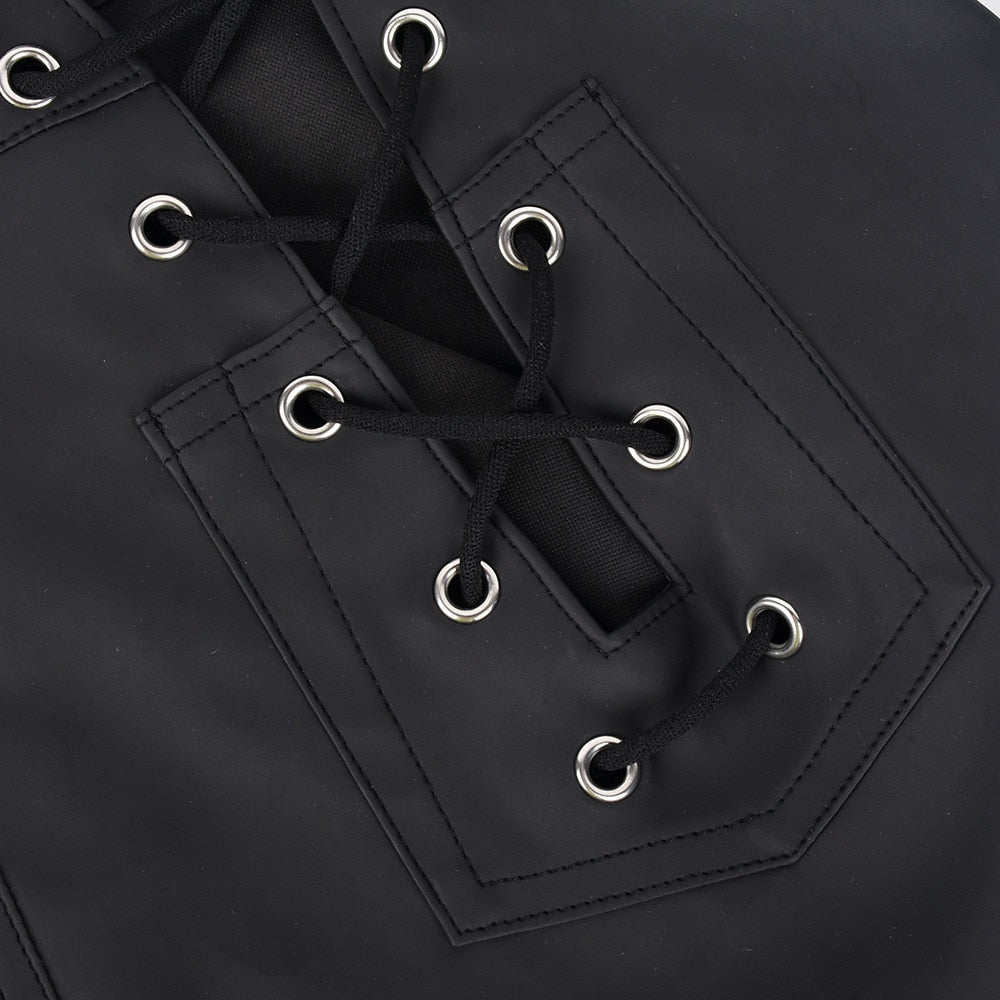 Hollow Lace-up Matte PU Trendy Short