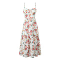Floral Corset Ruffled Hem Midi Dress