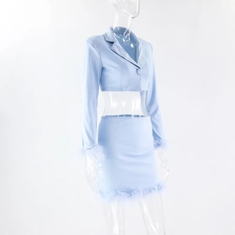Long Sleeve Top High Waist Suit Mini Dress