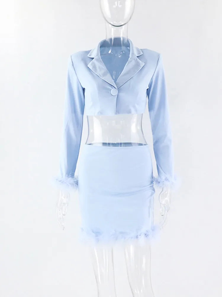 Long Sleeve Top High Waist Suit Mini Dress