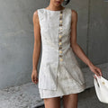 Sleeveless Front Button Two Piece Mini Dress