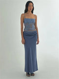 Printed Spaghetti Strap Maxi Skirt Set