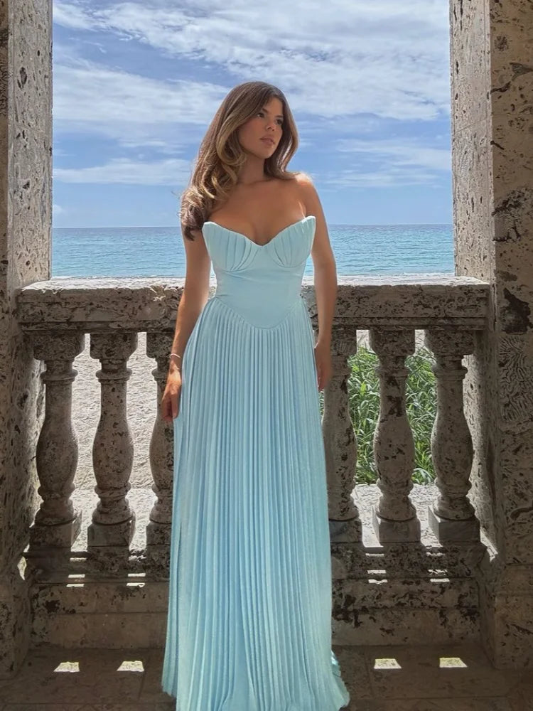 Pleated Flowy Maxi Dress