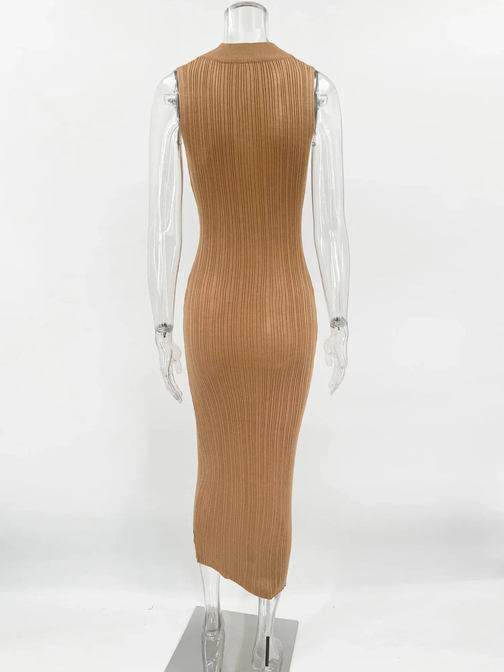 Sleeveless Turtleneck Casual Maxi Dress