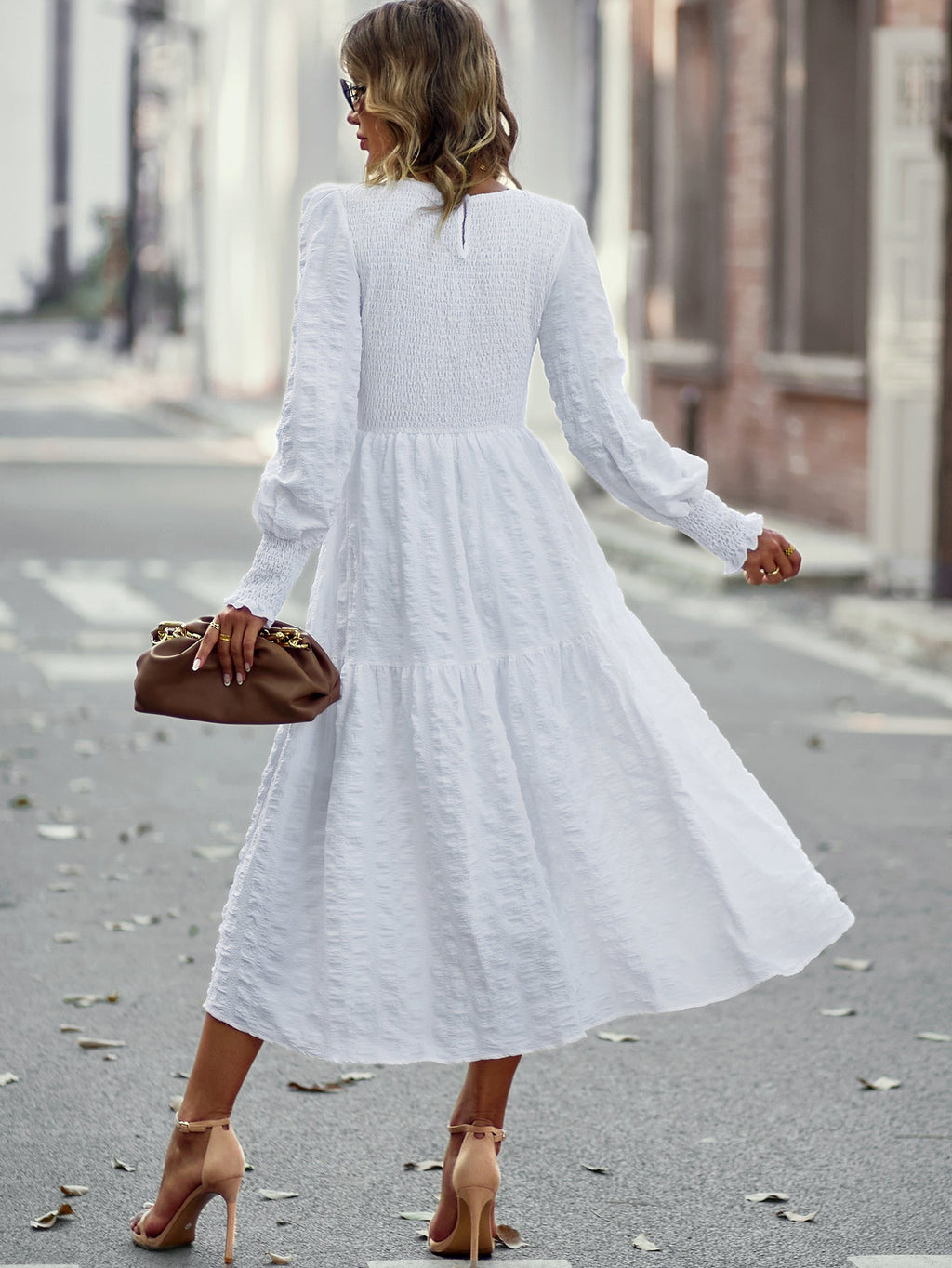 Boho A-Line Lantern Sleeve Maxi Dress