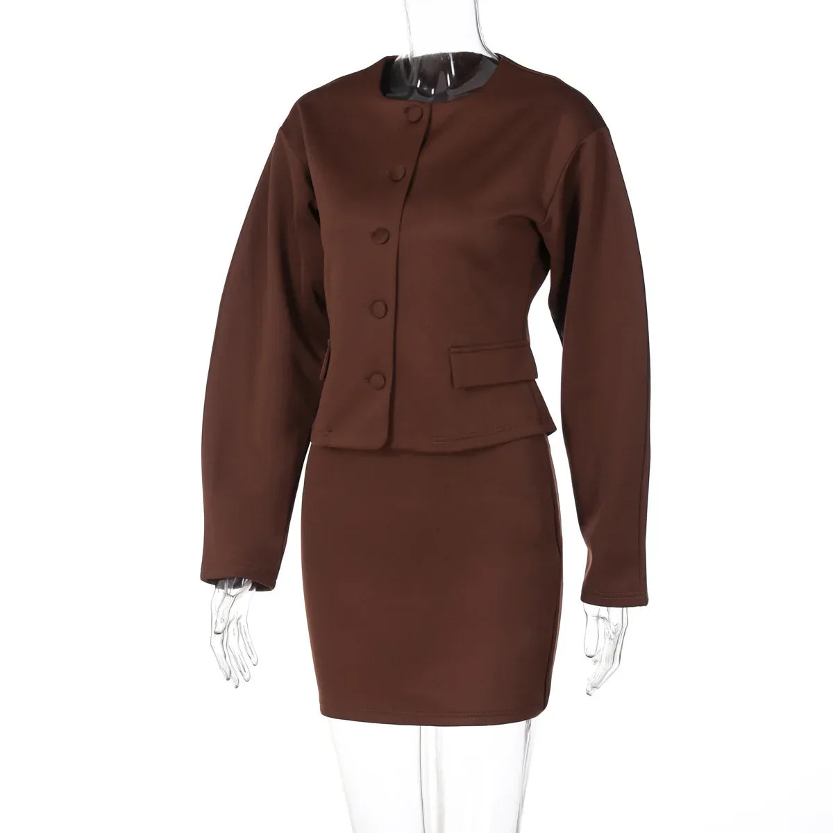 Round Neck Long Sleeve Mini Suit Sweater