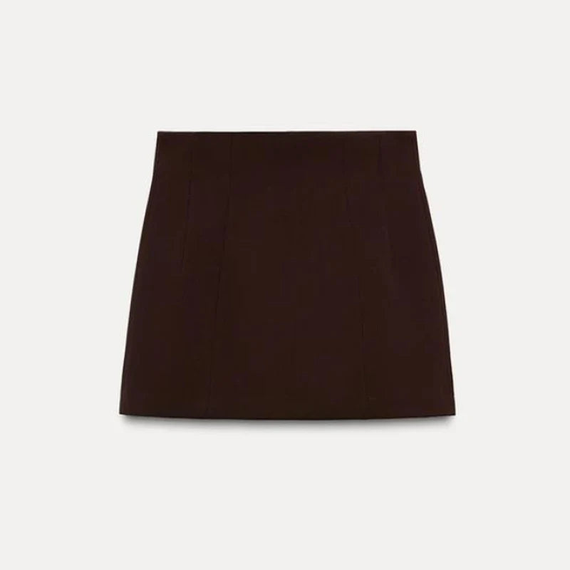 Turn Down Collar Button Top Skirt Set Mini Dress
