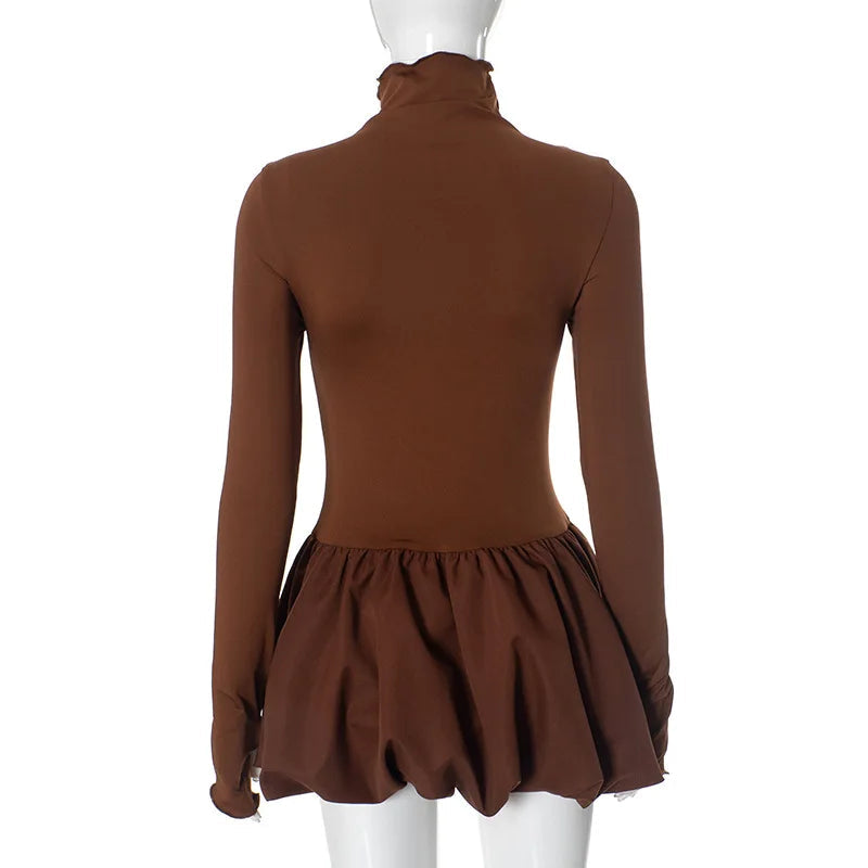 Long Sleeve Turtleneck Bud Style Mini Dress
