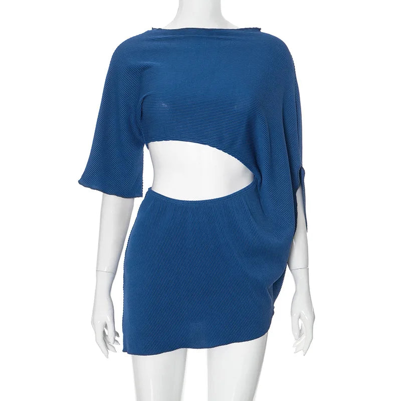 Short Sleeve Loose Cutout Casual Mini Dress