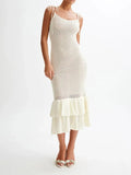 Ruffled Knit Casual Midi Dress
