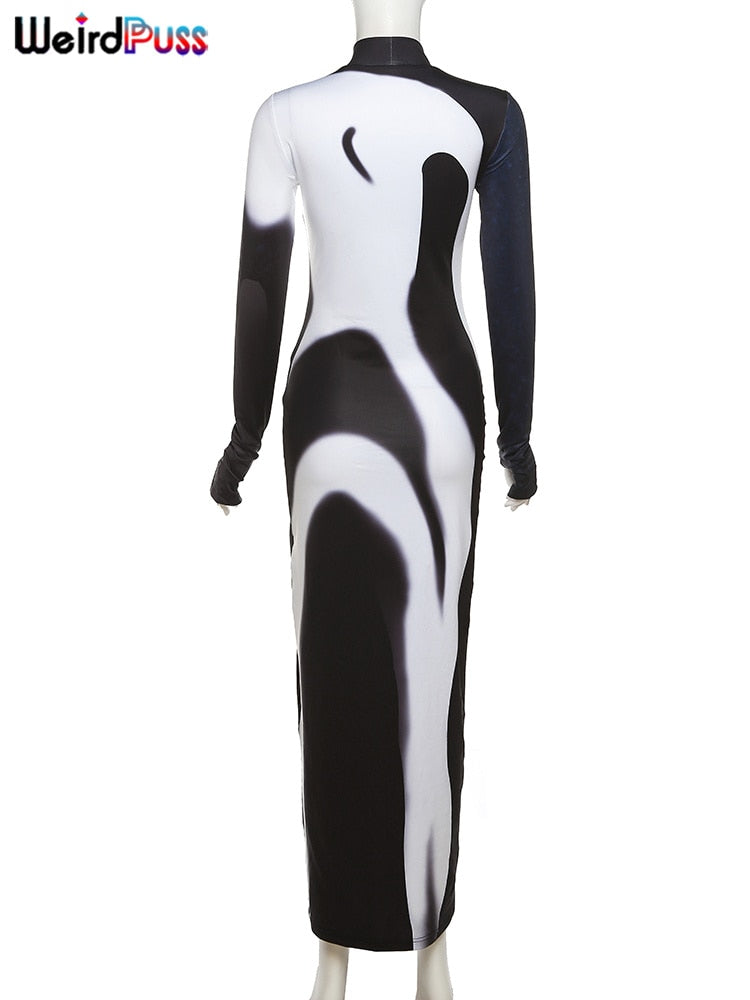 Gradient Stretchy Bodycon Maxi Dress