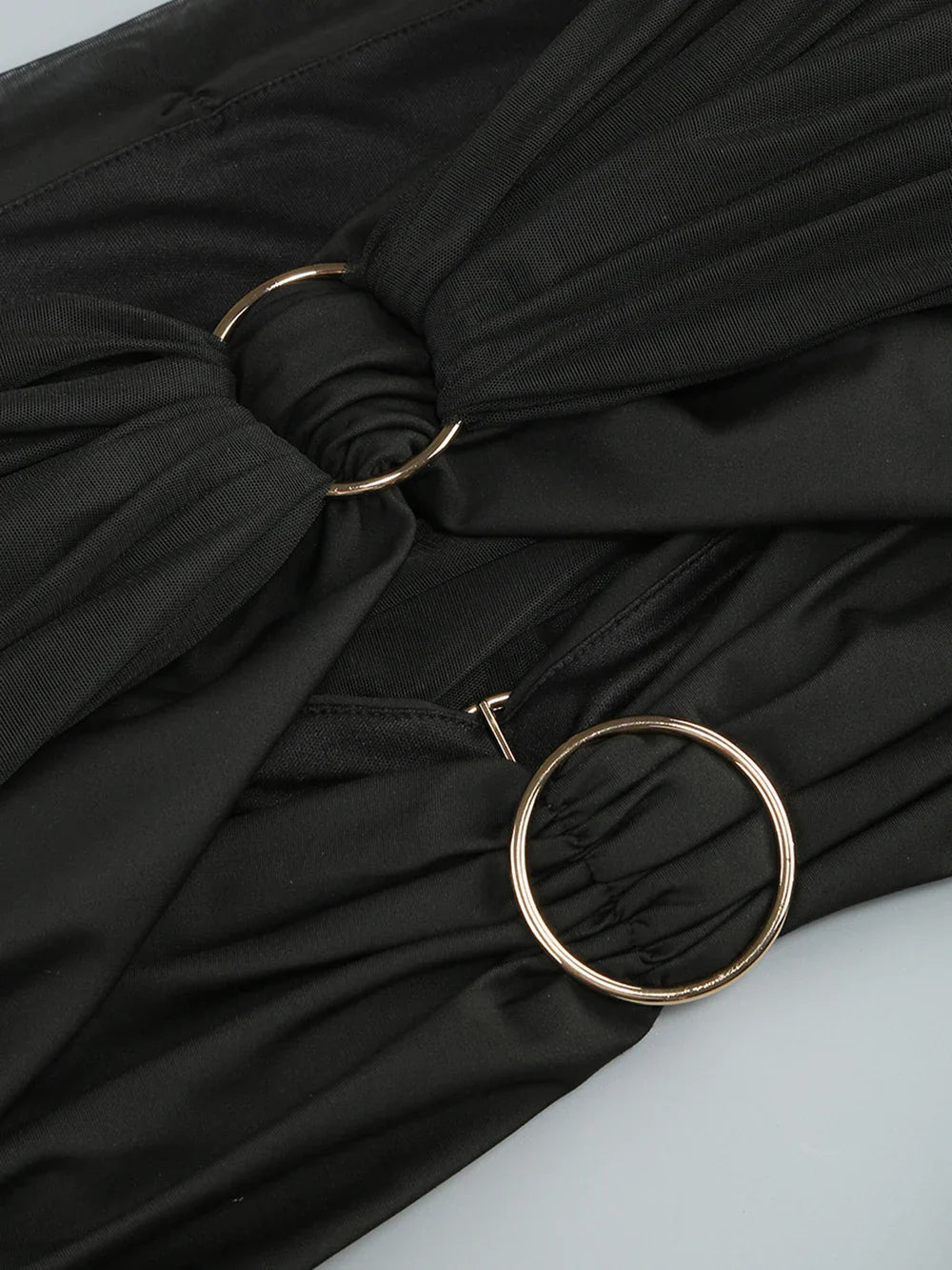 Off-Shoulder Mesh Folded Scarf Maxi Dress