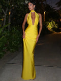 Beach Solid Texture Split A-Line Maxi Dress