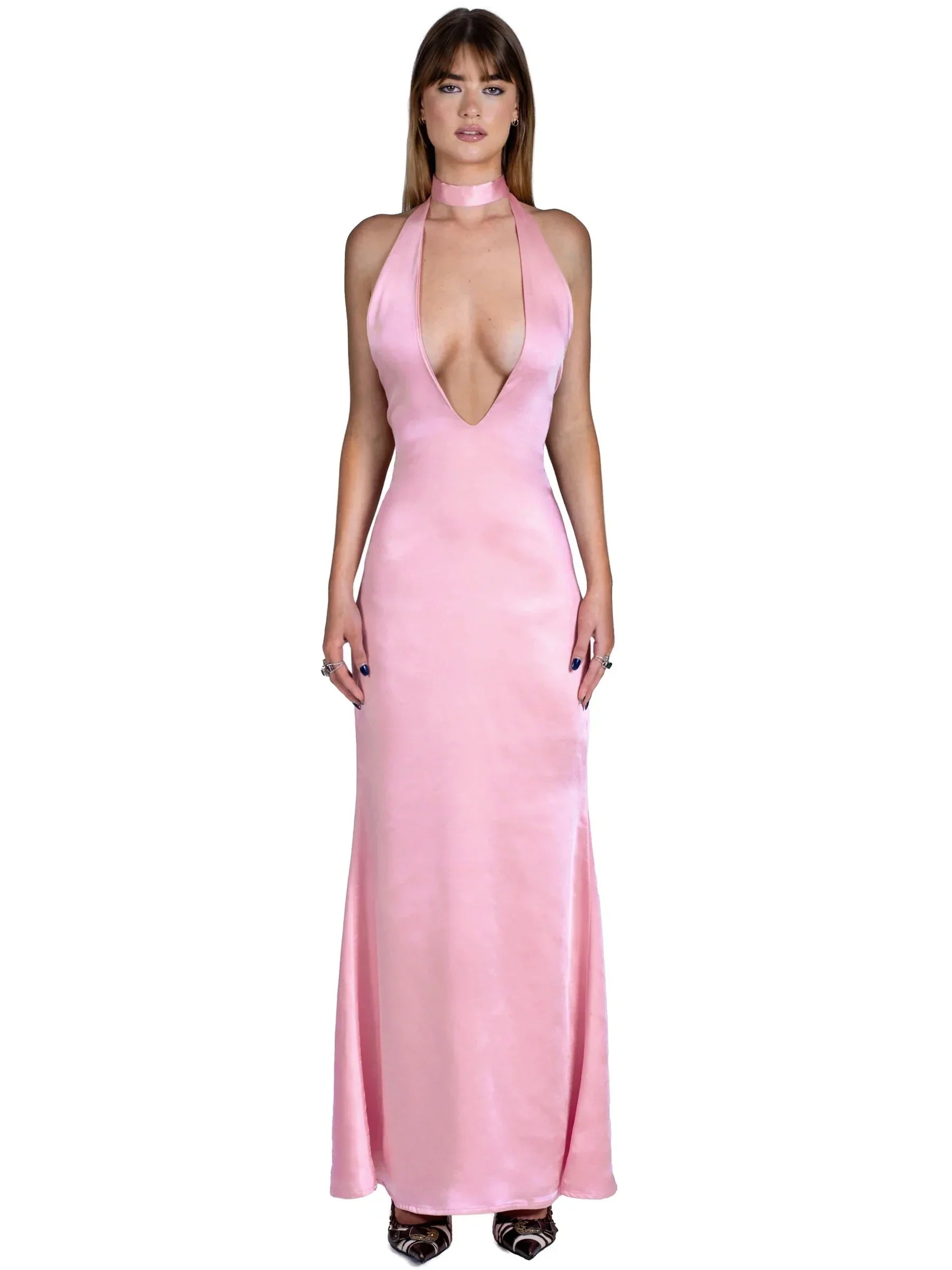 Satin Open Back Chic Party Dress