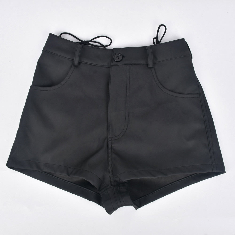 Hollow Lace-up Matte PU Trendy Short