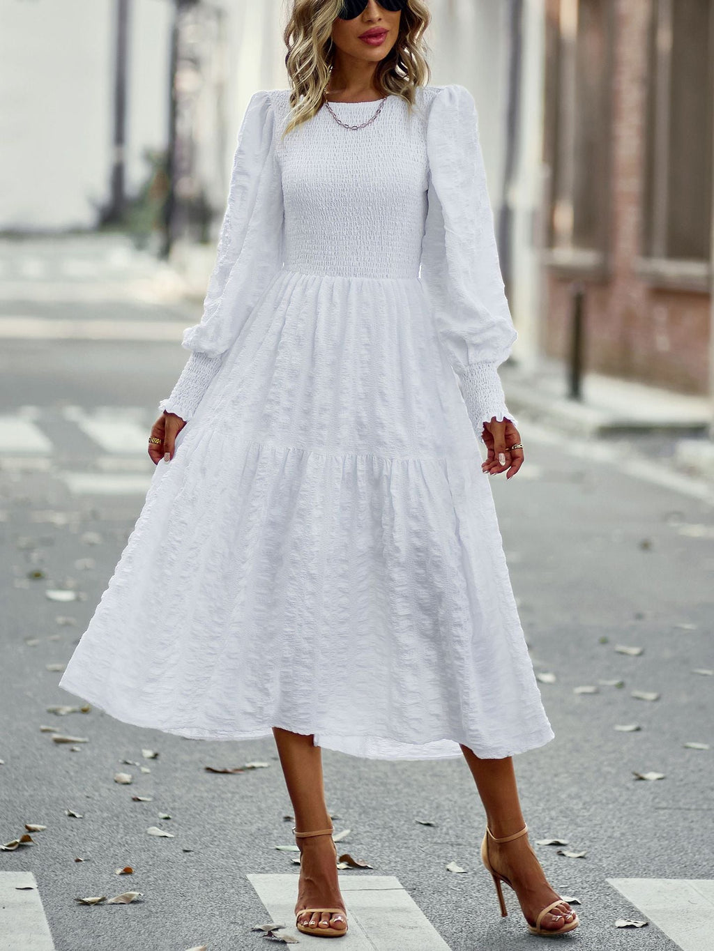 Boho A-Line Lantern Sleeve Maxi Dress