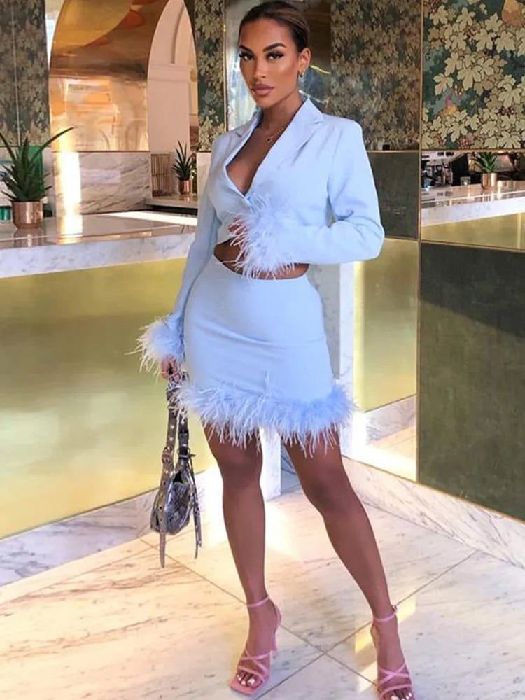 Long Sleeve Top High Waist Suit Mini Dress