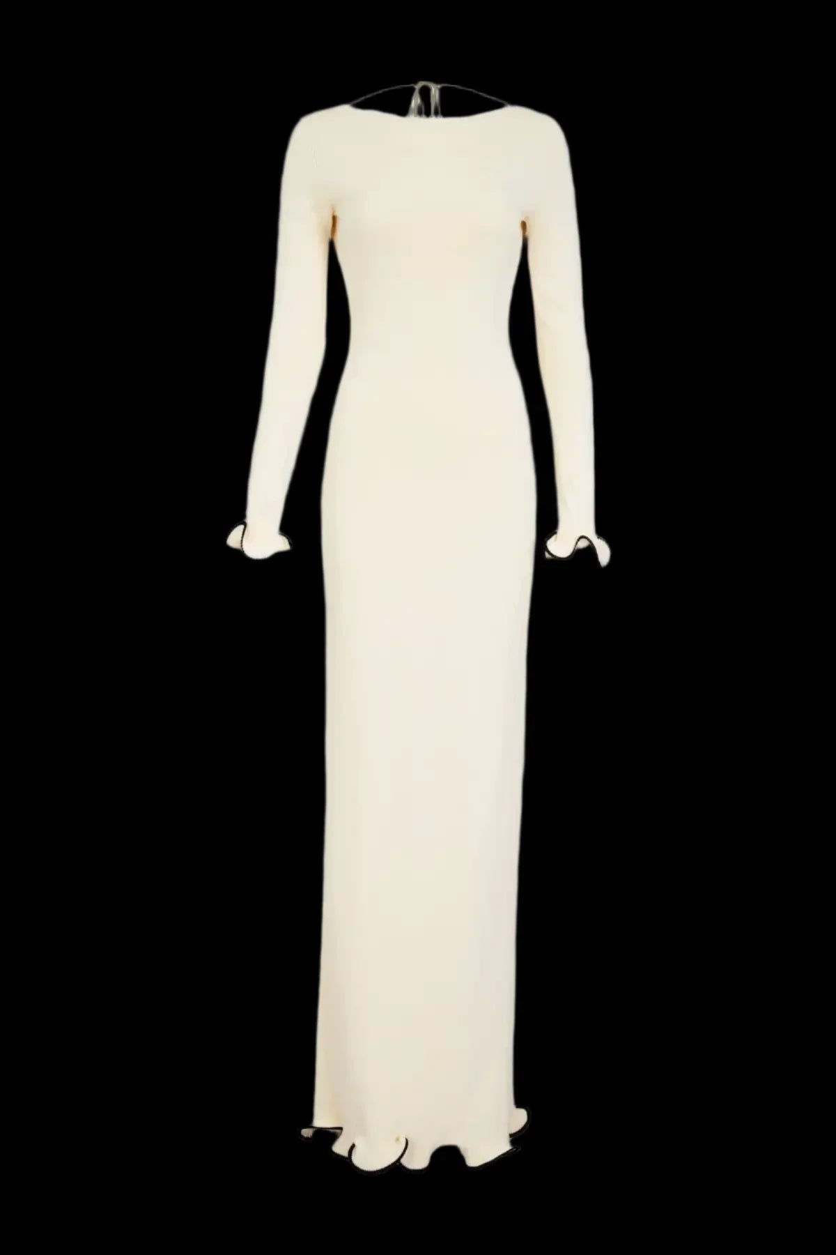 Knitted Ruffle Trim Classic Midi Dress