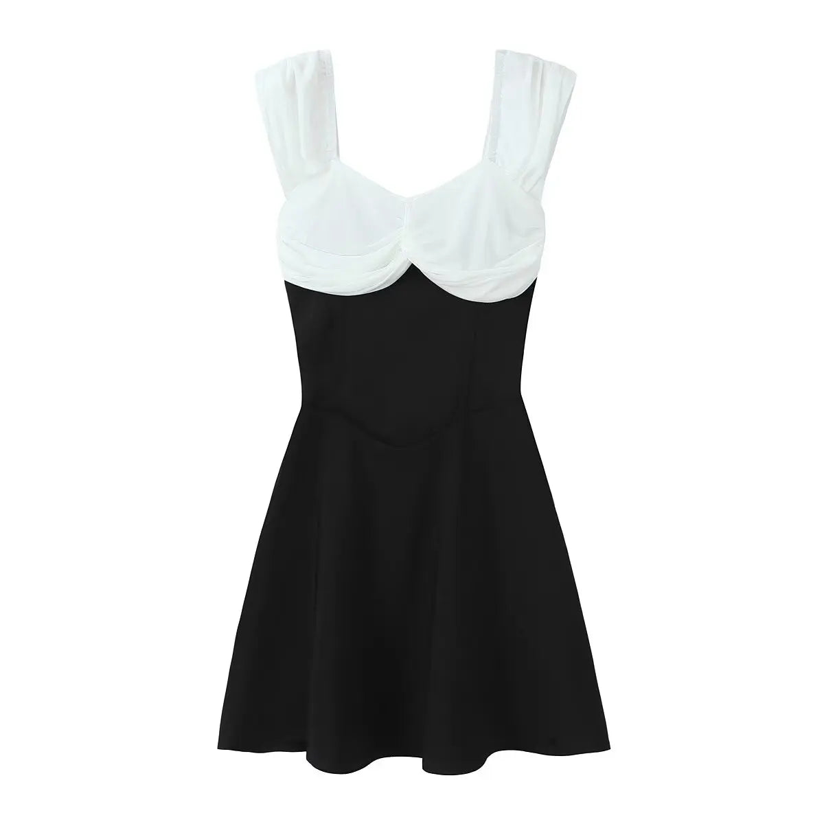 Contrast Slash Shoulder Elastic Fit Mini Dress