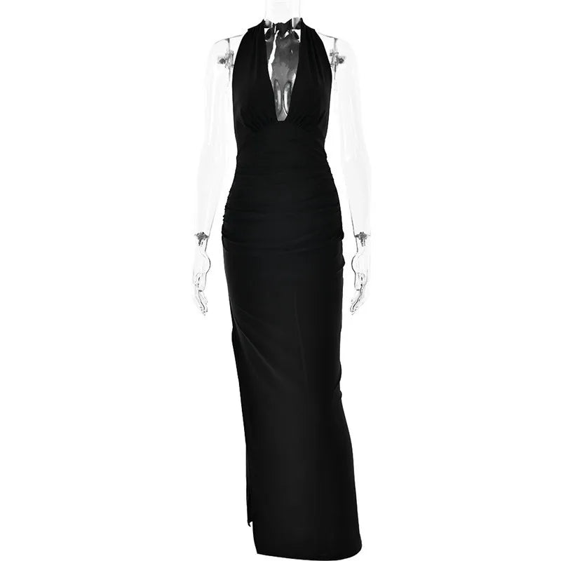 Beach Solid Texture Split A-Line Maxi Dress