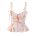 Ribbon Bow Strap Ruffle Hem Top Party Dress
