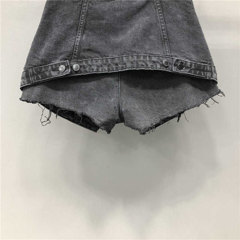 A-line High Waist Dual Layer Denim Short