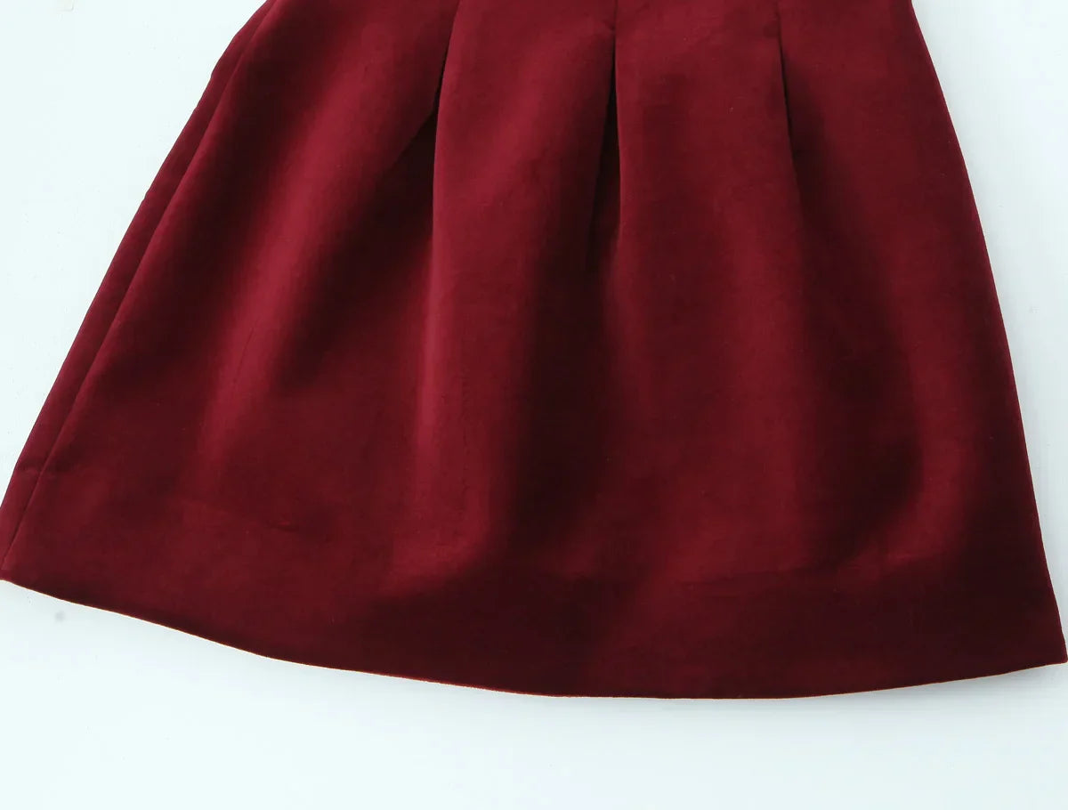 Red Velvet Spaghetti Strap Mini Party Dress