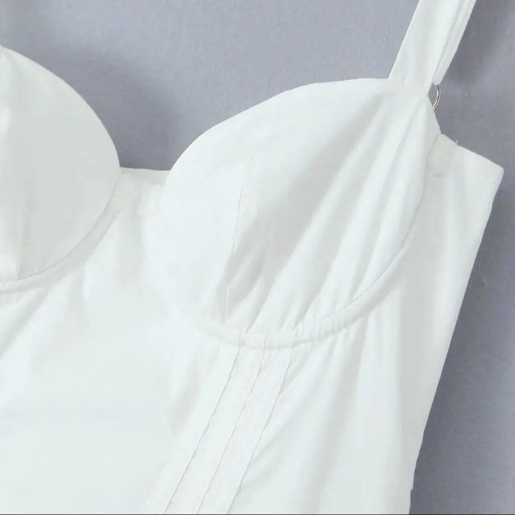 Corset Low Waist White Midi Dress