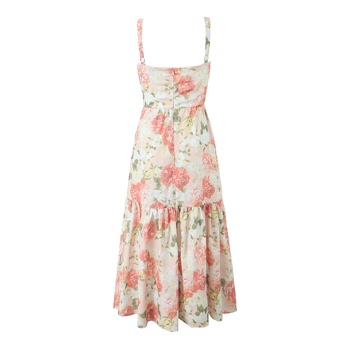Floral Corset Ruffled Bra Top Midi Dress