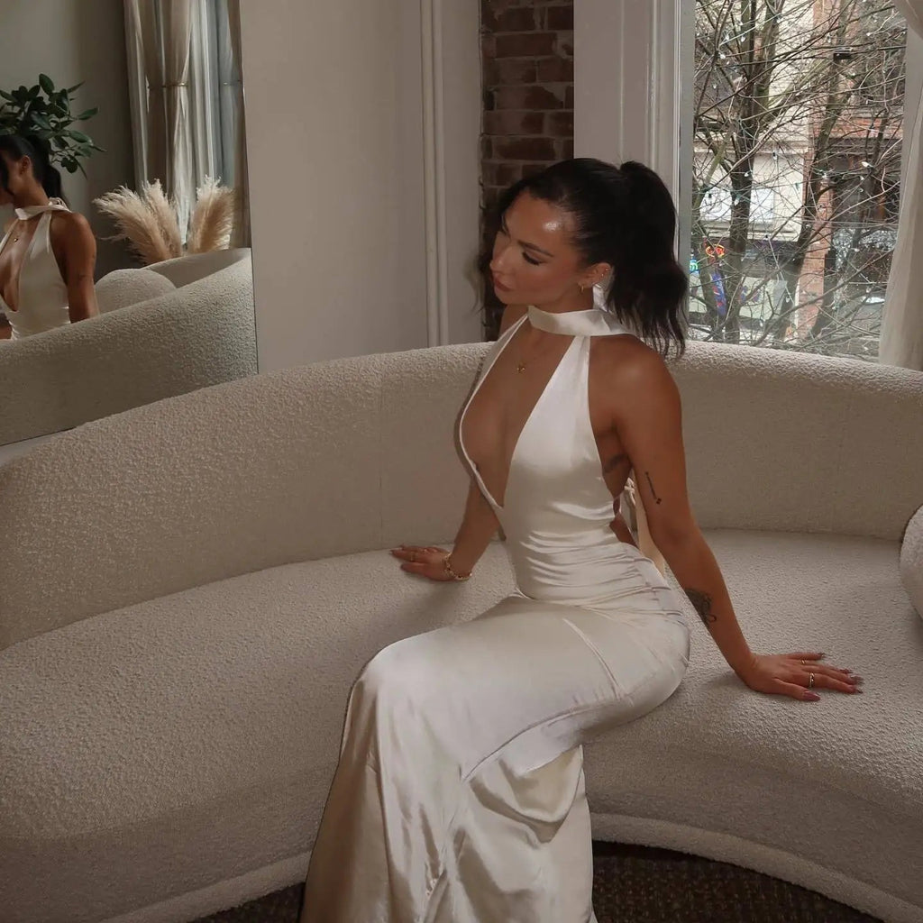 Satin Open Back Chic Party Dress
