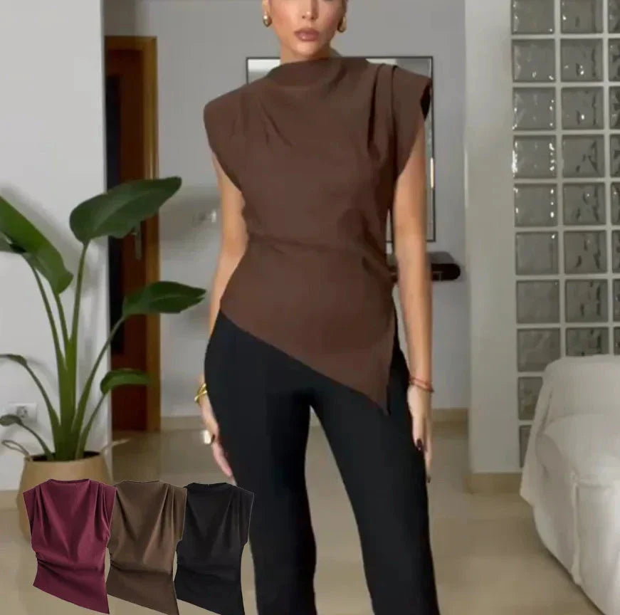 Asymmetric Pleated Trim Short Sleeve Party Dress