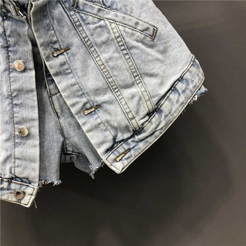 A-line High Waist Dual Layer Denim Short